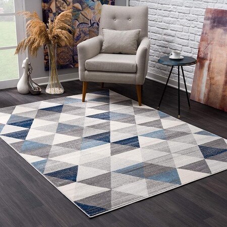 Palacedesigns 4 x 6 ft. Navy Blue Geometric Diamond Area Rug PA2627750